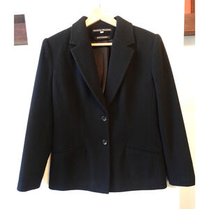 Vintage 90s Blazer Womens 6 Black Wool Cashmere Button Up Jacket Minimalist Goth